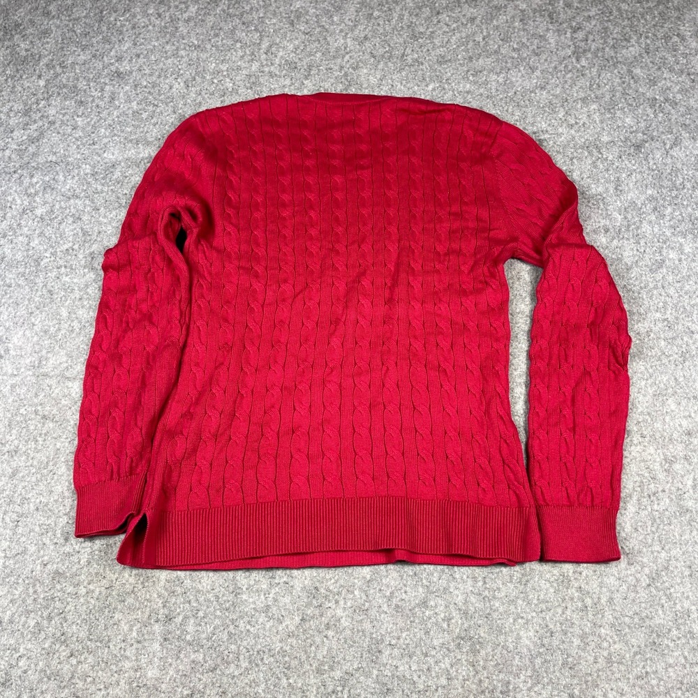 Lacoste Women's Red Cable Knit Crew Neck Sweater Large Classic - Picture 4 of 11